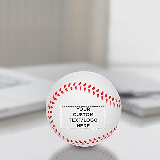 DISCOUNT PROMOS Custom Baseball Shaped Squeeze Balls Set of 10, Personalized Bulk Pack - Perfect for Promotional Giveaways - White