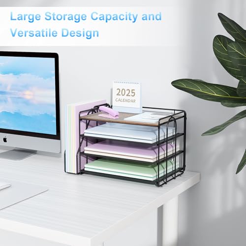 Spacrea Desk Organizers and Accessories, Paper Organizer for Desk with File organizer, Desk Accessories & Workspace Organizers for Catalog & Reference Racks (Wood) - Thumbnail 6