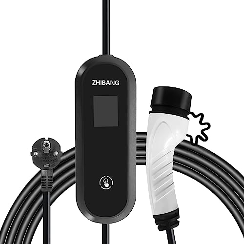 ZHIBANG Cable de carga para vehículo eléctrico Schuko portátil, equipo de carga rápida de vehículos eléctricos IEC 62196-2 tipo 2 16 A/3,6 kW (corriente conmutable 6 A, 18 A, 10 A a 16 A)