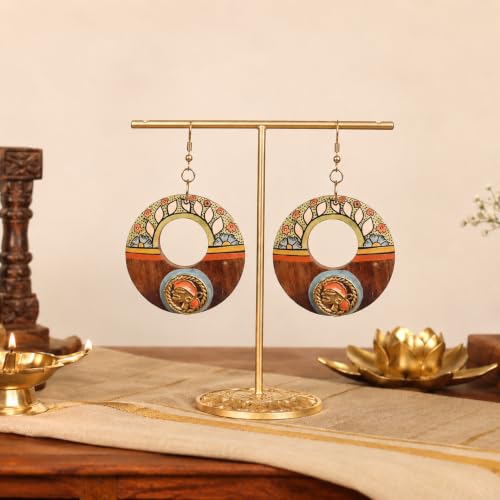 Image of Royal Queen & Empress Handcrafted Tribal Dhokra Earrings Collection for Women - Wooden, Fabric & Round Statement Ethnic Designs in Multiple Colours