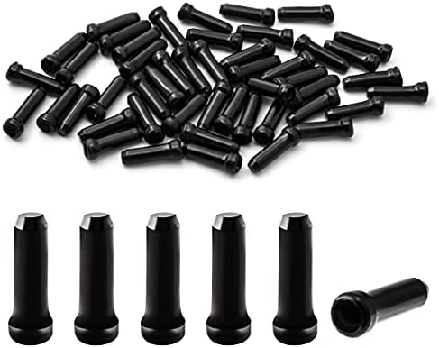 MUQZI 48PCS Cable End Crimps, Alloy Bike Cable End Caps Bicycle Brake Tips Shifter Cable Ends Cap for MTB and Road Bike, Black