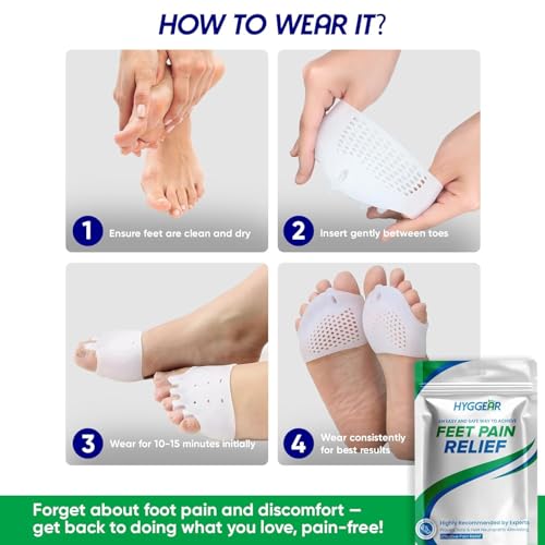 Silicone Toe Separator, Toe Spacer for Overlapping Toes, Foot Pain Relief, Bunion, Hammer Toe, Plantar Fasciitis, Comfortable & Breathable for Women & Men