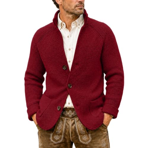 Cárdigan de punto grueso para hombre con cuello chal y frontal abierto