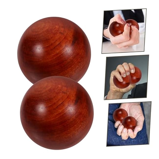 Totority 2Pcs Hand Exercise Wooden Baoding Balls Muscle Stretch Balls for Finger Massage and Strength Training Practical Hand Training Tool for Dexterity and Injury