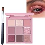 Pink Make-Up Palette - 9 Colour Glitter Matte & Shimmer Glitter Eye Shadow Pallets, Bright Eyeshadows, Long Lasting & Highly Pigmented