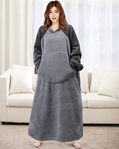 Dgdgbaby Oversized Hoodie Wearable Blanket, Microfiber And Sherpa Wearable Blanket Sweatshirt Fleece Wearable Blanket With Giant Pocket For Women Men Teens (Dark Grey) #TOP5