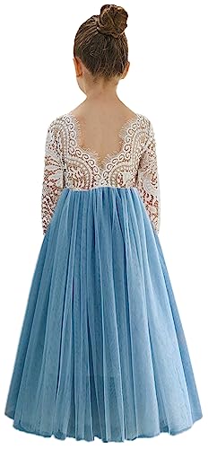 Image of 2Bunnies Girl Peony Lace Back A-Line Straight Tutu Tulle Party Flower Girl Dress