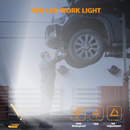 22000 Lumen Work Lights with Stand, Portable LED Work Light, with Adjustable&Foldable Tripod Stand, IP66 Waterproof Lamp for Outdoor Indoor Job Site Workshop Garage Construction Site Lighting - Image 4