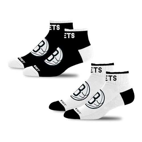 For Bare Feet NBA BROOKLYN NETS Front and Center 2 Pack Team Colors Large