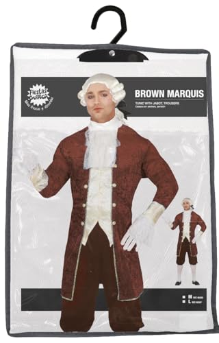 FIESTAS GUIRCA Déguisement historique de duc pour homme - Costume de noble marquis marron - Tenue de marquis vénitien pour homme Taille L – vue 3