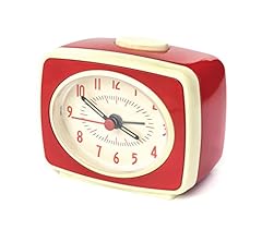 Kikkerland Small Retro Classic Vintage Style Ticking Quartz Movement Analog Alarm Clock, Glow in