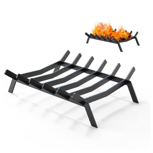 Fireplace Grate, Heat Resistance Solid Steel Fireplace Log Holder with 6 Support Bars, Firewood Burning Rack Holder for Wood Stove Indoor and Outdoor Fireplace (17 Inch)
