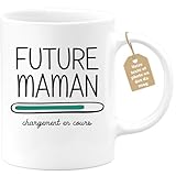 quotedazur Café Croissant   Mug Personnalisé Tasse Cadeau Noël Future Maman 2025 Anniversaire Fête Des Mères Annonce Naissance   Blanc/Céramique