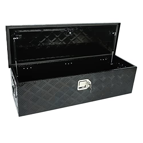 39"X13"X10" Black Aluminum 5 Bar Tread Tool Box Truck Car Outdoor Trailer Pickup Underbody Toolbox, Rv Storage Organizer, Underbed Tools Organizer W/Lock Latch W/Keys #TOP3