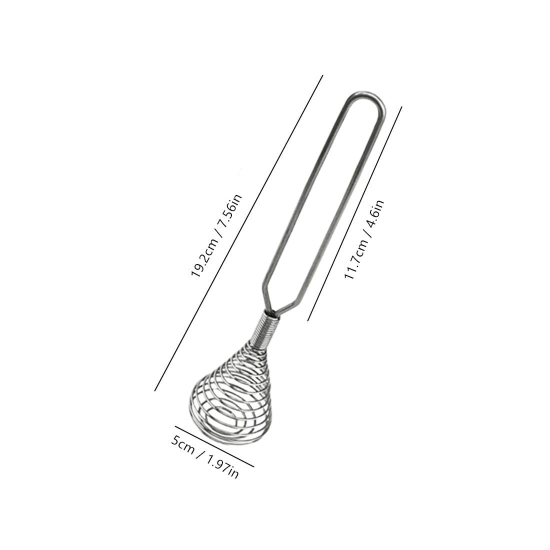 Mini batidor de acero inoxidable plateado francés con resorte, 8.67 pulgadas, batidor de huevos de mano, batidor de huevos, batidor de agitador