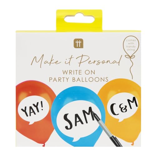 Balões de aniversário personalizáveis para decoração de festa para crianças ou adultos | Escreva a idade, nome ou ocasião personalizada com marcador, pacote de 12, feitos por Talking Tables, azul,