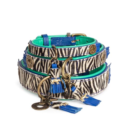 DWAM Dog with a Mission - Hundehalsband - Verstellbar - Weichem Leder – Tierdruck - Zebra – M – Leder – Halsumfang zwischen 32–39 x 2,5 cm – Dandy