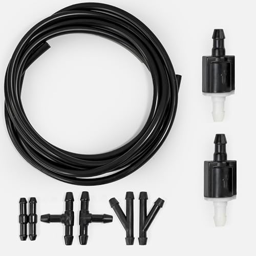 Click&Fit Universal Windshield washer Check Valves Extended repair kit, 6.5 feet Hose, 6-connectors compatible with Toyota, Ford, Chevy, Nissan, wide vehicle models – Wiper fluid rubber tubing
