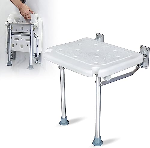 Silla de ducha plegable montada en la pared, taburete de baño de aleación de aluminio, asiento antideslizante para ancianos y discapacitados, banco de ducha que ahorra espacio con patas plegables