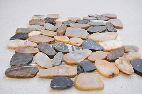 Pebble Floor Tiles Interlocking Pebble Stone (1-Sheet) For Kitchen, Bathroom, Deck And Patio Flooring | Indoor And Outdoor Use | Natural Yosemite Forest Stones Tile #TOP4