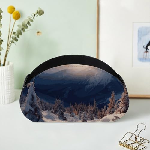 Support de télécommande 5 compartiments en cuir PU avec motif de montagnes pour lecteur multimédia - 8