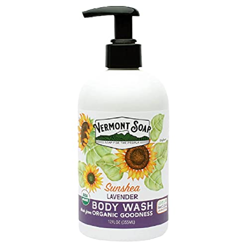 Vermont Soap Body Wash, Natural Body Wash with Shea Butter, Mild Gel Body Wash for Moisturizing and Soothing Skin, Fragrance Free Body Wash for Women & Men (Lavender Ecstasy, 12oz)