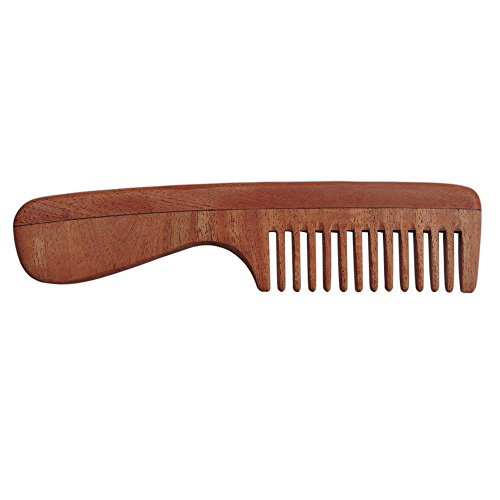 Peine de madera de neem con mango para cabello grueso miniatura 2
