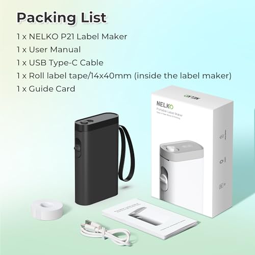 Image of Nelko Label Printer, Bluetooth P21 Wireless, Portable, Self-Adhesive Label Maker, Black