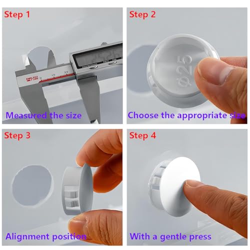 Qrity 10 PCS Plastic Button Plugs, 25mm Round Drill Hole Cover Caps, Snap on Type, Furniture Hole Caps, White - Image 4