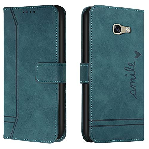 Lihondar Kompatibel mit Samsung Galaxy A3 2017/ A320 Hülle, Handyhülle Samsung A3 2017, A320 Leder Klappbar Schutzhülle Tasche Wallet Cover Flip Hülle für Samsung A3 2017/ A320 Klapphülle (Grün)