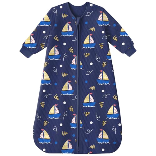Image of Yoofoss Baby Sleep Sack 6-12 Months 1.0 Tog Long Sleeve Organic Cotton | Wearable Blanket for Infants 2-Way Zipper Quilted Sleeping Sacks(Medium)