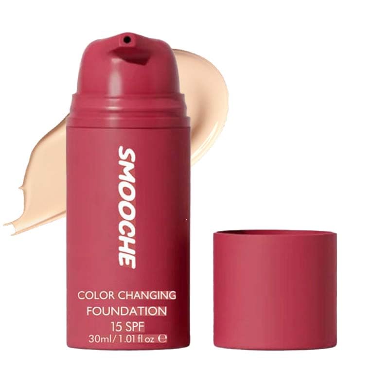 1PCS Smooche Color Changing Foundation 2026 Korean Makeup Luxe Colour Changing Foundation Hydrating Smooche Foundation Korean Natural Finish for All Skin Tone