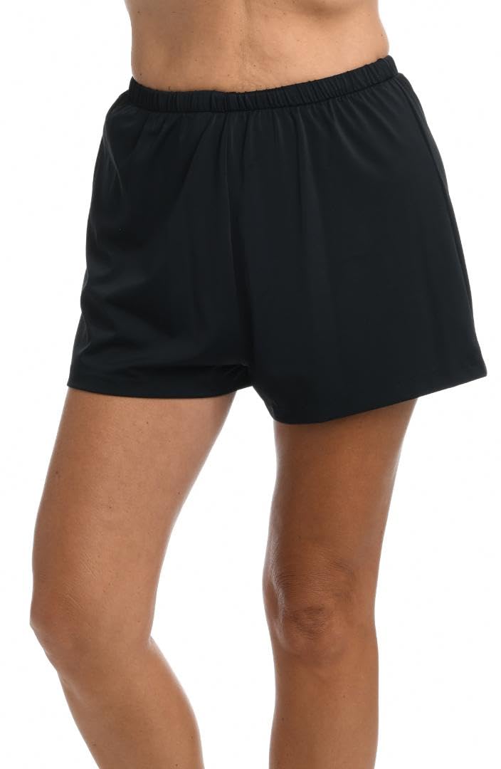 Maxine Of Hollywood womens Plus-size 2'' Loose Fit Mid Rise Swim Board Shorts, Black, 22 Plus