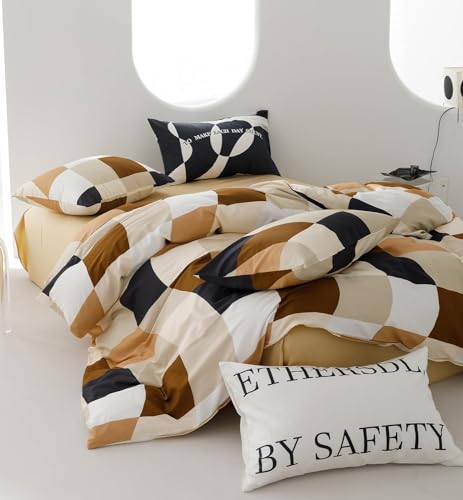 Image of KAREVER Checkerd Comforter Set Queen Buffalo Plaid Bedding Set Men Women Modern Chic Grid Bed Blanket White Black Plaid Buffalo Queen Bedding Comforter All Season Hotel Quality