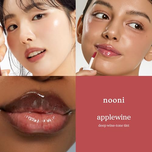 Image of NOONI Korean Lip Oil - Applewine | Long-Lasting, Moisturizing, Plumping, Revitalizing for Dry Lips, Waterproof, No Peel Off, Hydrating Lip Stain, Stocking Stuffers, Gifts For Women, 0.12 FL Oz
