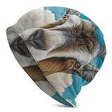 AOOEDM Gorro Holgado con Estampado de Cabra Azul, Gorro de Punto para Hombres y Mujeres, Gorro de Pescador, Gorro de Calavera, Regalo Unisex