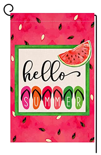 Summer Watermelon Garden Flag 12X18 Vertical Double Sided Colorful Slippers Holiday Outside Decorations Burlap Yard Flag Bw334 #TOP8