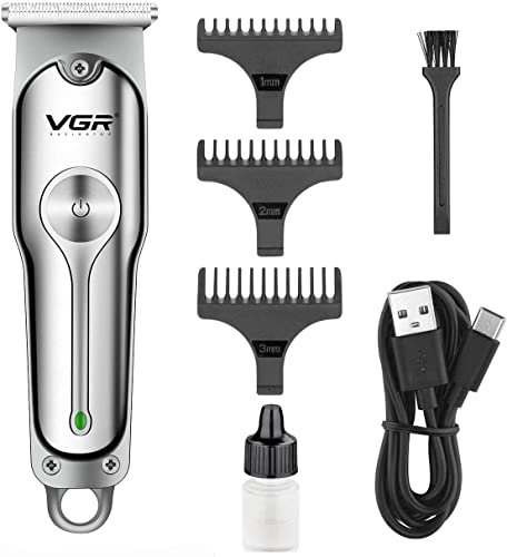 Electric Hairdresser, Cordless Close Cutting T-Blade Trimmer Kit for Family Cordless Grooming Kit (Silver)