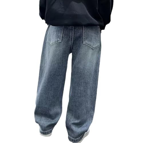 Teen Boys Baggy Jeans Straight Wide Leg Cargo Jean Trousers Kids Elastic Waisted Loose Fit Denim Pants Y2k Streetwear Pockets3