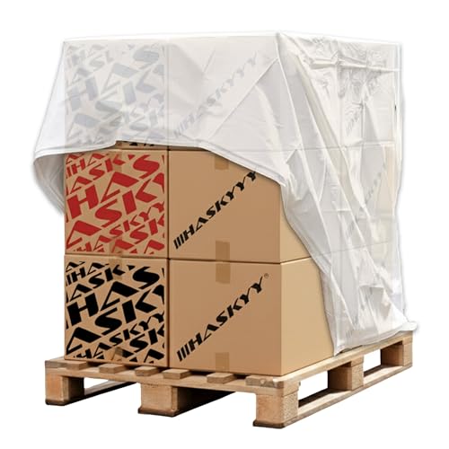 HASKYY Palettehaube Abdeckhaube Schutzhülle 10 Stück 125x85x120 cm 30 µm PE-Folie schützt Paletten, Möbel, Kinderwagen, Grill und Gartengeräte - Staub- & Feuchtigkeitsschutz Innen