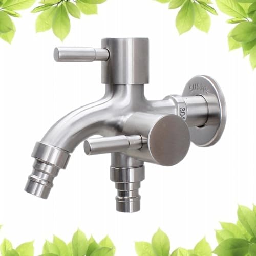 Grifo multifuncional doble de acero inoxidable para solucionar tomas únicas 6