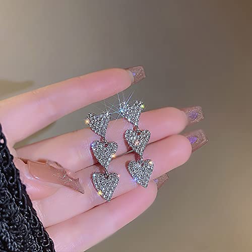 Heart Stud Earrings For Women Teen Girls Silver Dangle Studs Post Pierced Earrings #TOP5