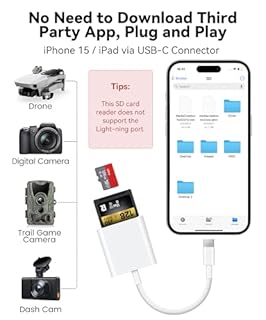 USB C SD Card Reader for iPhone 15 16/iPad/MacBook/Mac, xdgeLoad USB-C Type C SD Reader Supports SD and MicroSD Memory Card Adapter, Trail Camera Viewer Plug and Play - 2 Slots