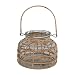 Bloomingville Glass Rattan Wrapped Tealight Holder with Handle Vase, 5