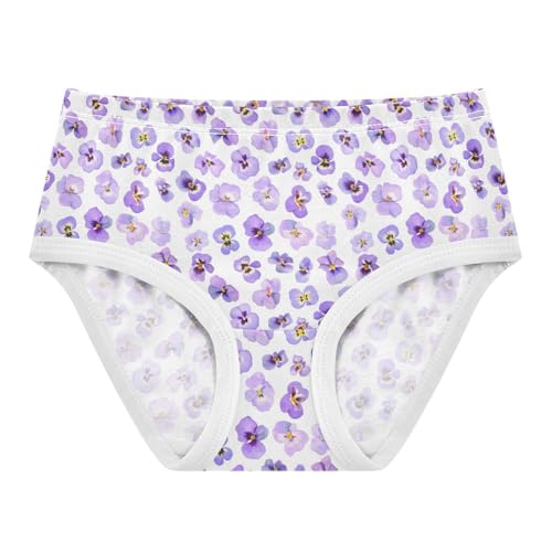 Joisal Light Purple Violet Flowers White Girls Underwear Toddlers 2t Cotton Panties for Girl Funny Kids Briefs Undies