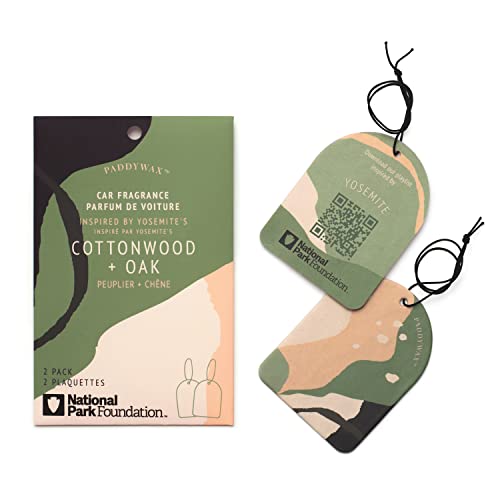 Image of Paddywax National Parks Collection Hanging Car Air Freshener, Car Accessories, 2 Pack, Yosemite (Cottonwood + Oak)