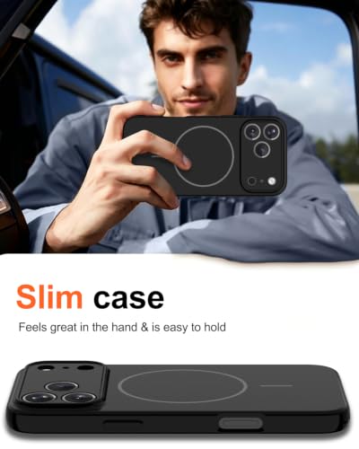 Image of Magnetic for iPhone 16 Pro Max Case,Shockproof Matte Cover,Black Matte | with Screen Protector,Compatible with MagSafe,Military Grade Drop Protection,Full Camera Protection,Non-Slip Design Case