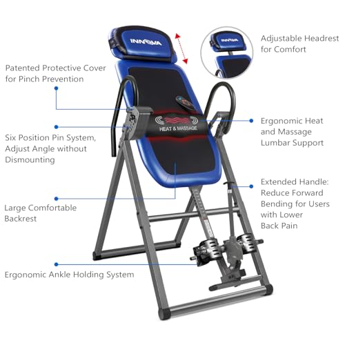 Innova Health And Fitness ITM4800 Advanced Heat And Massage Inversion Table,Black/ Blue / Gray thumb #1