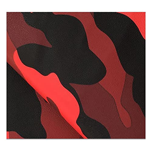 Tissu camouflage rouge au mètre en satin pour décoration de maison 1.38x7m