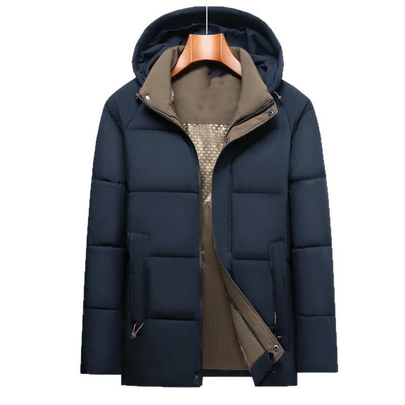 Chaqueta acolchada para hombre de invierno gruesa para mediana edad con capucha 4